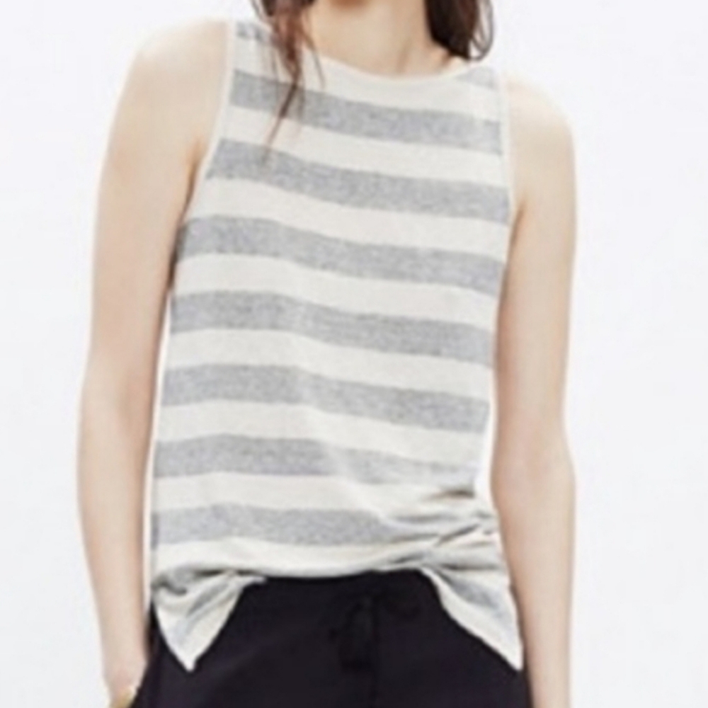 Madewell Striped Blue & Cream Tank Top Sz XS